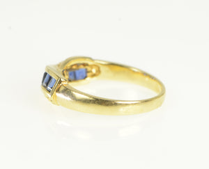 18K Natural Sapphire Diamond Vintage X Band Ring Yellow Gold