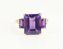 Load image into Gallery viewer, 10K Three Stone Emerald Cut Amethyst Ring Yellow Gold