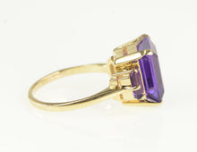 Load image into Gallery viewer, 10K Three Stone Emerald Cut Amethyst Ring Yellow Gold