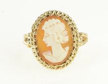 Load image into Gallery viewer, 10K Oval Carved Shell Cameo Vintage Ring Yellow Gold