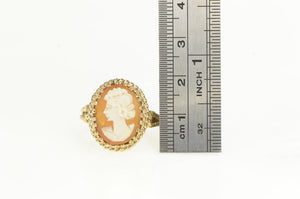 10K Oval Carved Shell Cameo Vintage Ring Yellow Gold