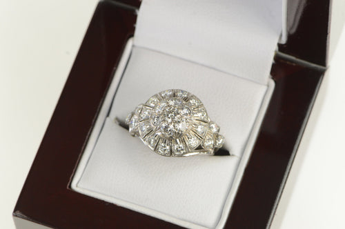 Palladium 1.50 Ctw Diamond Art Deco Domed Ring
