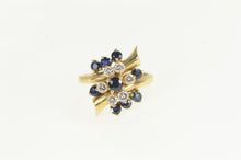 Load image into Gallery viewer, 14K 1.25 Ctw Sapphire Diamond Cluster Ring Yellow Gold