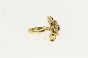 14K 1.25 Ctw Sapphire Diamond Cluster Ring Yellow Gold