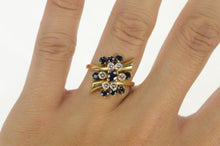 Load image into Gallery viewer, 14K 1.25 Ctw Sapphire Diamond Cluster Ring Yellow Gold