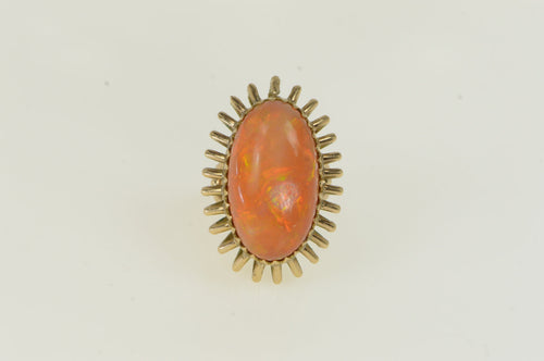 14K 21.50 Ct Mexican Fire Opal Cocktail Ring Yellow Gold