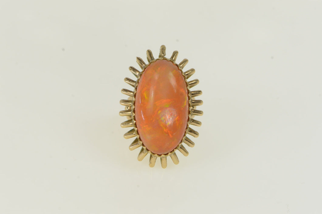 14K 21.50 Ct Mexican Fire Opal Cocktail Ring Yellow Gold