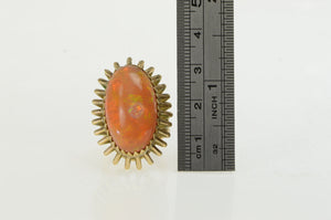 14K 21.50 Ct Mexican Fire Opal Cocktail Ring Yellow Gold