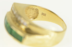 14K 1.60 Ctw Emerald Diamond Squared Ring Yellow Gold