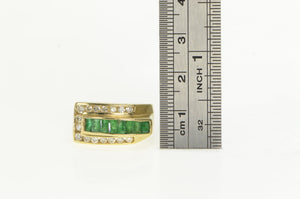 14K 1.60 Ctw Emerald Diamond Squared Ring Yellow Gold