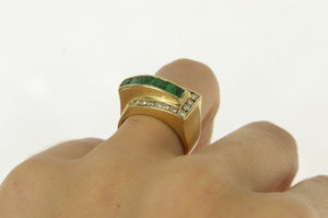 14K 1.60 Ctw Emerald Diamond Squared Ring Yellow Gold