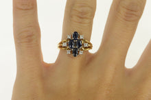 Load image into Gallery viewer, 14K Sapphire Diamond Cluster Vintage Ring Yellow Gold