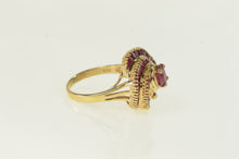 Load image into Gallery viewer, 14K Oval Natural Ruby Swirl Halo Cocktail Ring Yellow Gold