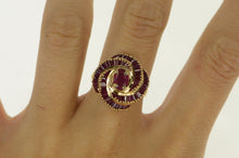 Load image into Gallery viewer, 14K Oval Natural Ruby Swirl Halo Cocktail Ring Yellow Gold