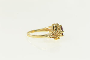 14K Marquise Ruby Diamond Halo Bypass Ring Yellow Gold