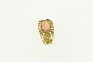 14K Faceted Morganite Diamond Statement Pendant Yellow Gold
