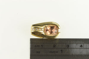 14K Faceted Morganite Diamond Statement Pendant Yellow Gold