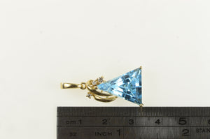 14K Trillion Blue Topaz Diamond Vintage Pendant Yellow Gold