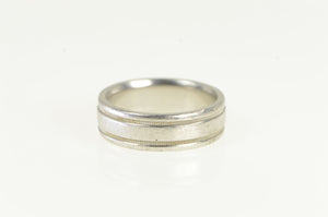 Platinum 7.0mm Grooved Novel Wedding Band Ring