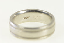 Load image into Gallery viewer, Platinum 7.0mm Grooved Novel Wedding Band Ring