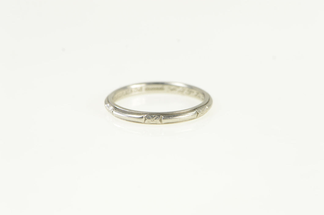Platinum 2.2mm Art Deco Ornate Wedding Band Ring