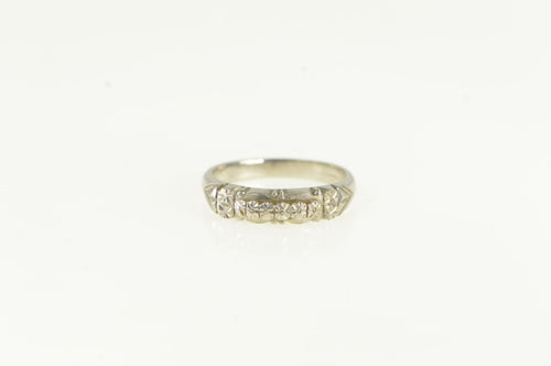 Platinum Art Deco Orange Blossom Wedding Band Ring