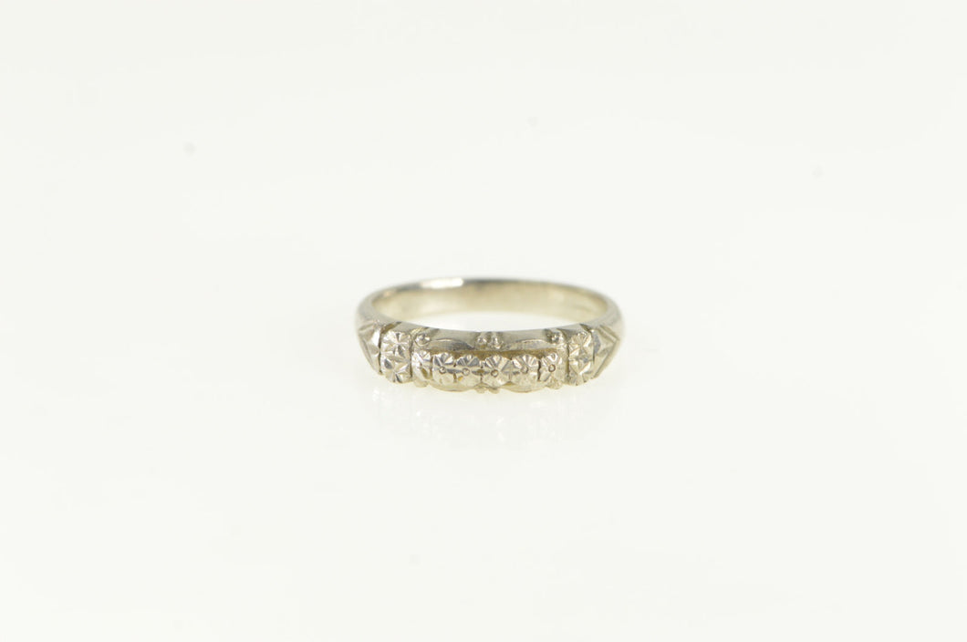 Platinum Art Deco Orange Blossom Wedding Band Ring