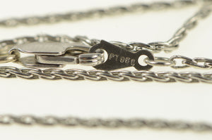 Platinum 1.3mm Wheat Palma Link Woven Chain Necklace 18"