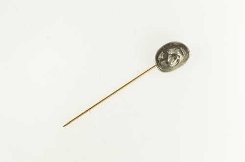10K Repousse Coin Face Mercury Dime Stick Pin Yellow Gold