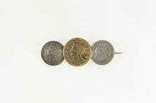 Load image into Gallery viewer, Sterling Silver 1857-97 US Canadian Coin Solid Gold Pin/Brooch