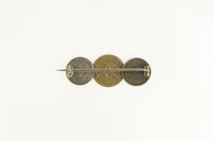 Sterling Silver 1857-97 US Canadian Coin Solid Gold Pin/Brooch