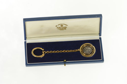 18K Vourakis Ancient Greek Coin Cable Link Key Chain Yellow Gold