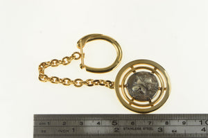 18K Vourakis Ancient Greek Coin Cable Link Key Chain Yellow Gold