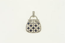 Load image into Gallery viewer, 10K Sapphire Diamond Purse Handbag Fashion Pendant White Gold