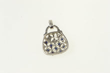 Load image into Gallery viewer, 10K Sapphire Diamond Purse Handbag Fashion Pendant White Gold