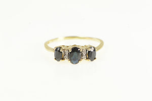 10K Vintage Sapphire Diamond Engagement Ring Yellow Gold