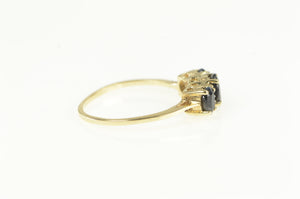 10K Vintage Sapphire Diamond Engagement Ring Yellow Gold