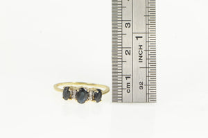 10K Vintage Sapphire Diamond Engagement Ring Yellow Gold