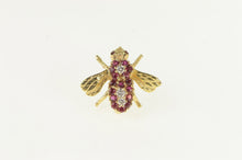 Load image into Gallery viewer, 14K Diamond Ruby Honey Bumble Bee Lapel Pin/Brooch Yellow Gold