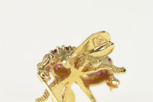 14K Diamond Ruby Honey Bumble Bee Lapel Pin/Brooch Yellow Gold