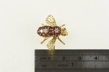 Load image into Gallery viewer, 14K Diamond Ruby Honey Bumble Bee Lapel Pin/Brooch Yellow Gold