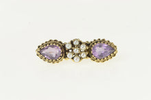 Load image into Gallery viewer, 14K Amethyst Pearl Cluster Ornate Vintage Pin/Brooch Yellow Gold