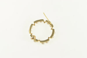 14K Vintage Pearl Retro Circle Fashion Pin/Brooch Yellow Gold