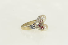 Load image into Gallery viewer, 18K 1950&#39;s Pearl Diamond Ruby Cluster Ring White Gold