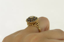 Load image into Gallery viewer, 14K Sapphire Diamond Domed Round Cocktail Ring Yellow Gold