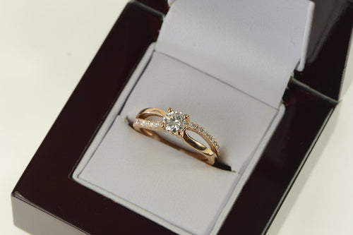 14K 0.60 Ctw Diamond Classic Engagement Ring Rose Gold