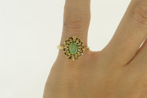 14K Retro Ornate Opal Doublet Statement Ring Yellow Gold