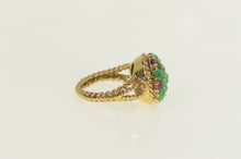 Load image into Gallery viewer, 14K 1960&#39;s Natural Emerald Ruby Statement Ring Yellow Gold