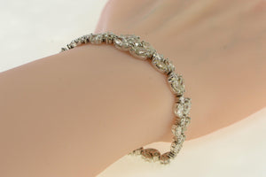 18K Over 14 Ctw Marquise Graduated Diamond Bracelet 7" White Gold