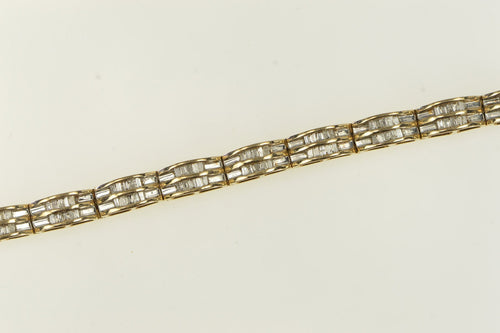 10K 2.00 Ctw Baguette Diamond Curved Bar Bracelet 6.75